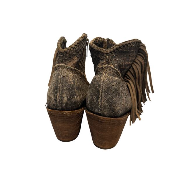 Liberty Black Python Verde leather fringe ankle boots - Picture 9 of 11